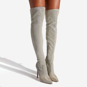 Shoe Dazzle - Ensley Stiletto Heeled Boot - Silver/Gold - Size 9.5W